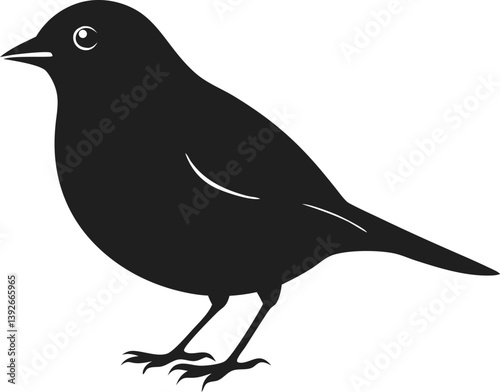 Beautiful lark bunting silhouette black color vector illustration artwork