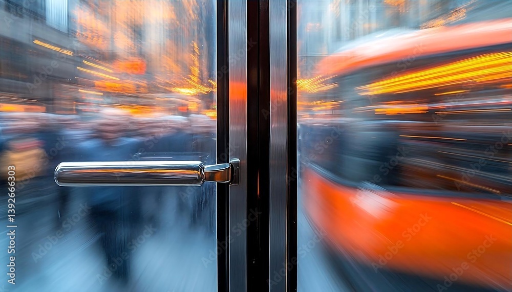 Obraz premium City Bus Through Window At Night
