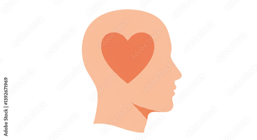 Isolated Head with Heart Inside Isolated Head with Heart Inside