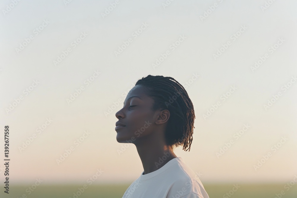 serene portrait representing start of summer with diverse person in focus serene portrait representing start of summer with diverse person in focus