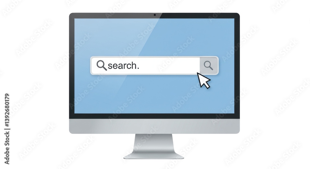 Isolated Search Bar on Computer Screen with Cursor Isolated Search Bar on Computer Screen with Cursor
