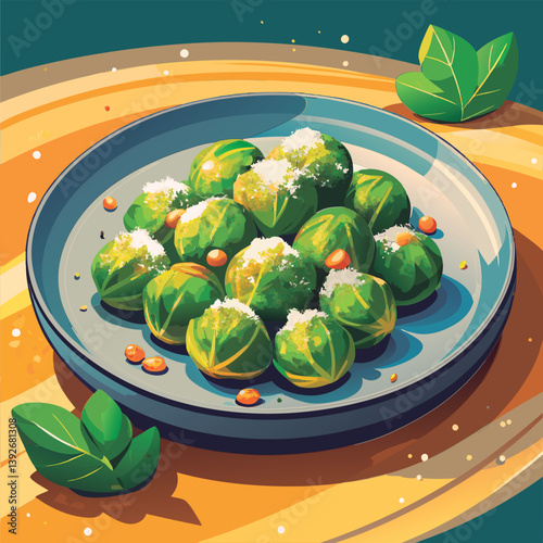 Brussel sprouts. seasoned and ready to eat.