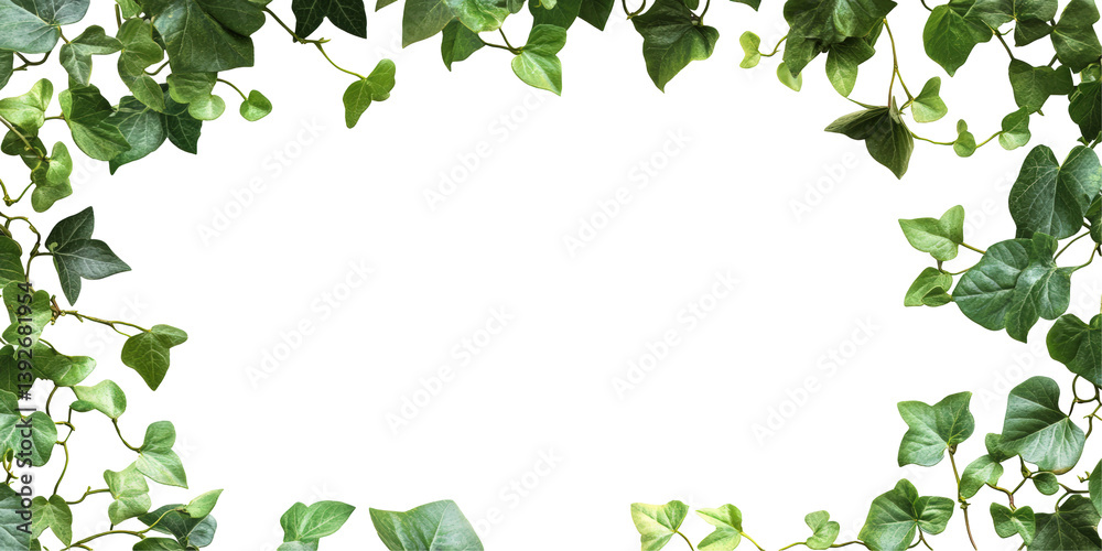 Vibrant green leaves create a natural frame isolated on transparent background Vibrant green leaves create a natural frame isolated on transparent background