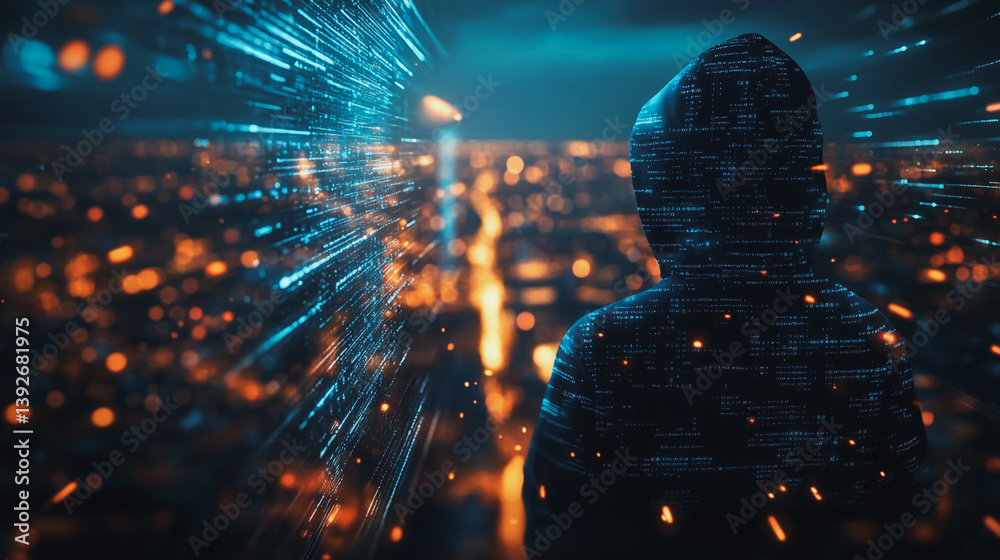 Hacker are planning to hack and attack networks and cyber security systems.abstract innovative cyber security network, using interconnected nodes to represent business partnerships on the Smart ciyt
