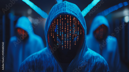 Obraz na płótnie Hacker are planning to hack and attack networks and cyber security systems.abstract innovative cyber security network, using interconnected nodes to represent business partnerships on the Smart ciyt w salonie