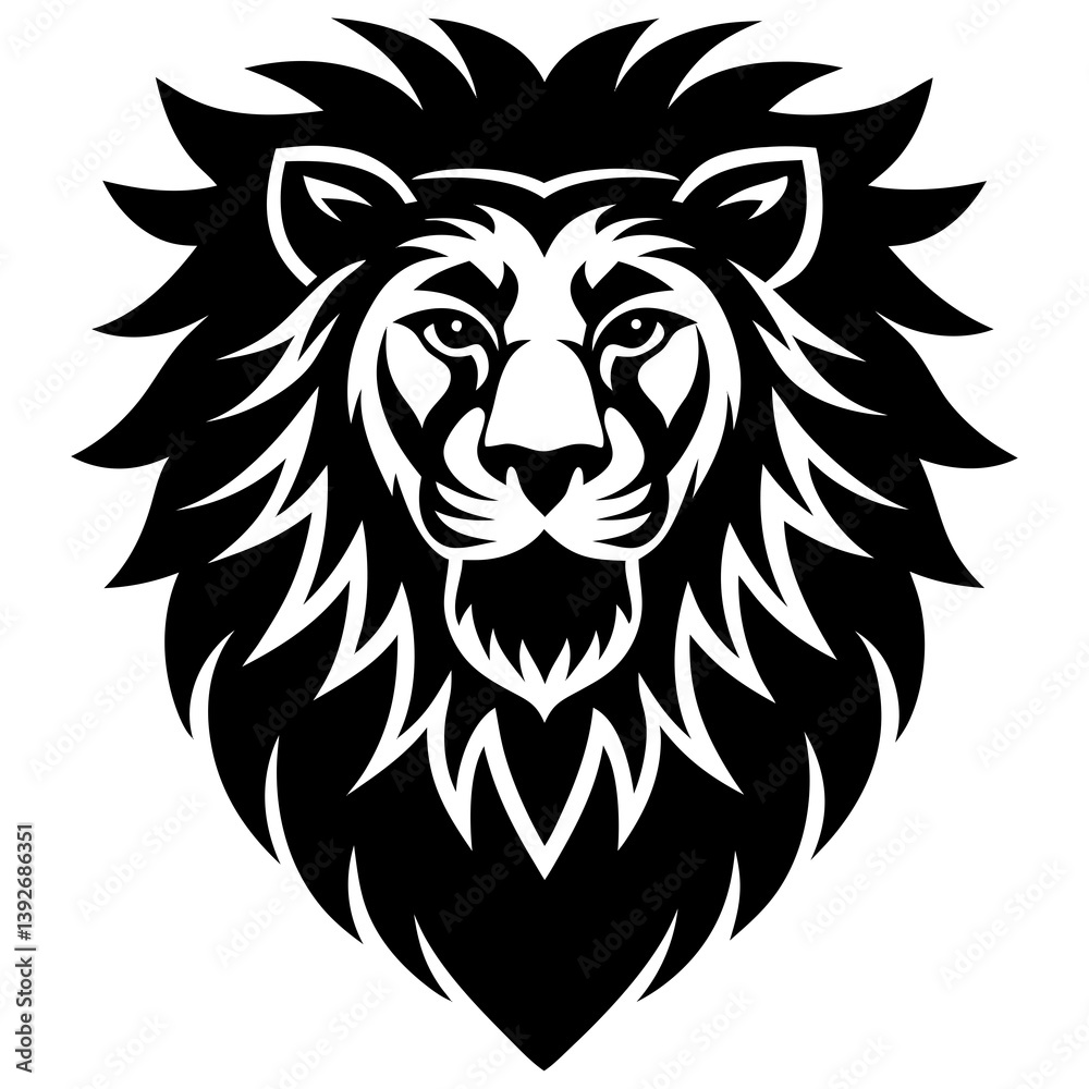 Fototapeta premium Silhouette Lion Face