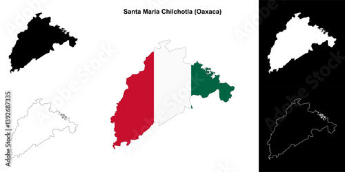 Santa Maria Chilchotla municipality (Oaxaca) outline map set