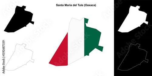 Santa Maria del Tule municipality (Oaxaca) outline map set