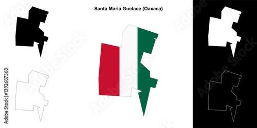 Santa Maria Guelace municipality (Oaxaca) outline map set