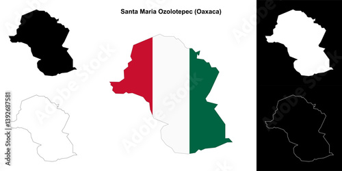 Santa Maria Ozolotepec municipality (Oaxaca) outline map set