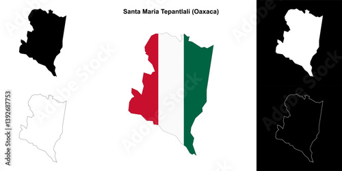 Santa Maria Tepantlali municipality (Oaxaca) outline map set