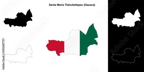 Santa Maria Tlahuitoltepec municipality (Oaxaca) outline map set