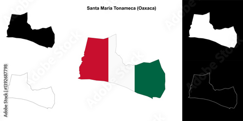 Santa Maria Tonameca municipality (Oaxaca) outline map set