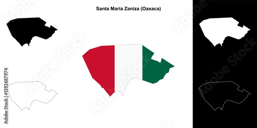 Santa Maria Zaniza municipality (Oaxaca) outline map set