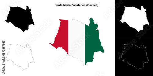 Santa Maria Zacatepec municipality (Oaxaca) outline map set