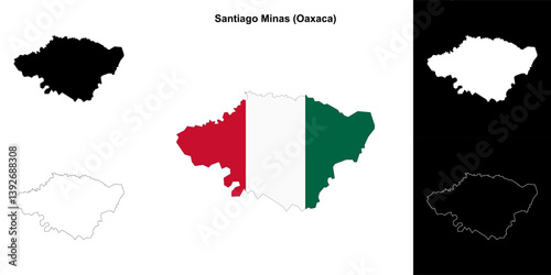 Santiago Minas municipality (Oaxaca) outline map set