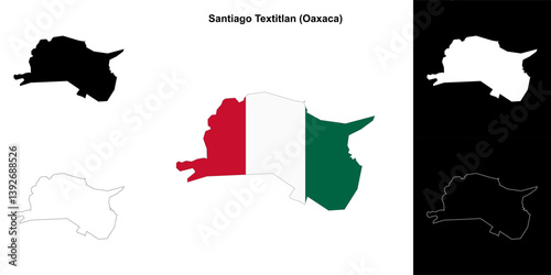 Santiago Textitlan municipality (Oaxaca) outline map set