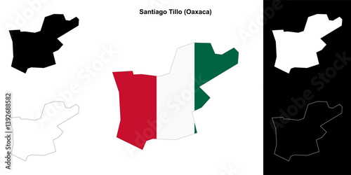 Santiago Tillo municipality (Oaxaca) outline map set