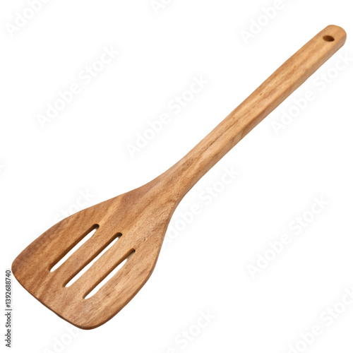 Wooden cooking spatula isolated on transparent background