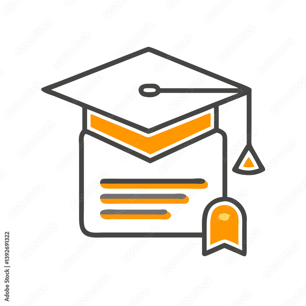 Graduation cap and diploma illustration against a white background Graduation cap and diploma illustration against a white background