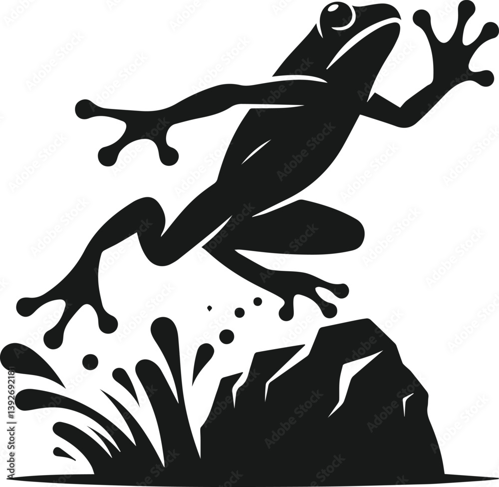 Fototapeta premium Frog black vector animal silhouette