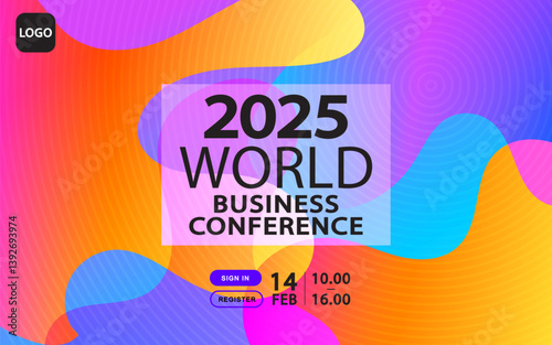 Banner to the online conference background. Web media event. Dynamic Background. Futuristic Poster for Corporate Meeting, Online Courses, Webinar, Seminar. Conference, Business Event Announcement.
