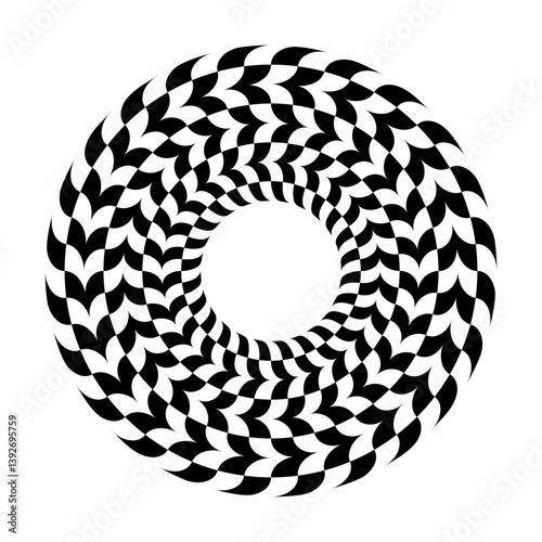 Abstract Circle Rotation Design Element. Illusion of Twirl Movement. 