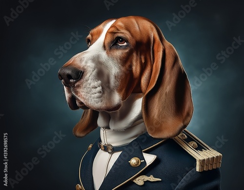 Basset Hound Hybrid im Admiral Jackett