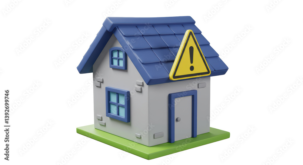 Isolated House with Warning Sign Indicating Hazard Isolated House with Warning Sign Indicating Hazard