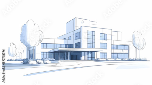 drawing of hospital illustration
