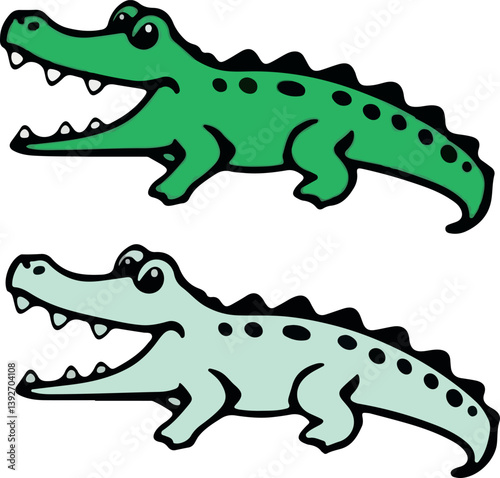 Crocodile art color sketch crocodile drawing art vector illustration. Scratch board imitation. Black and white image