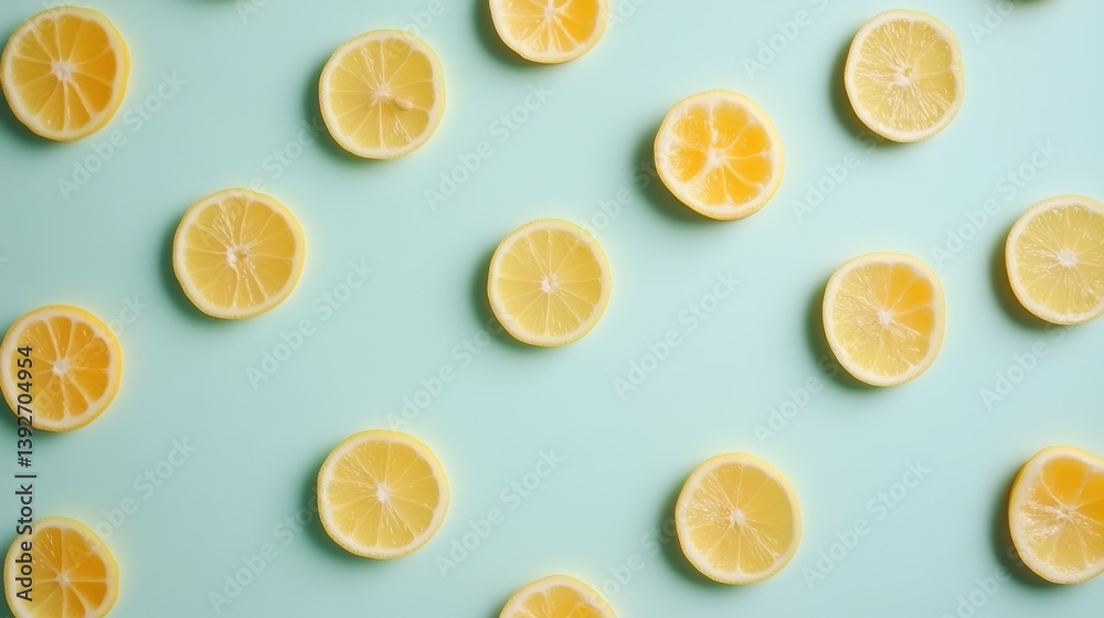 Overhead shot of sliced citrus fruits on pastel background, flat lay Overhead shot of sliced citrus fruits on pastel background, flat lay