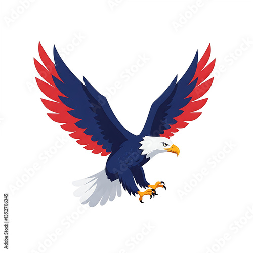 Eagle Symbol Icon. A flat design icon of a majestic eagle in flight