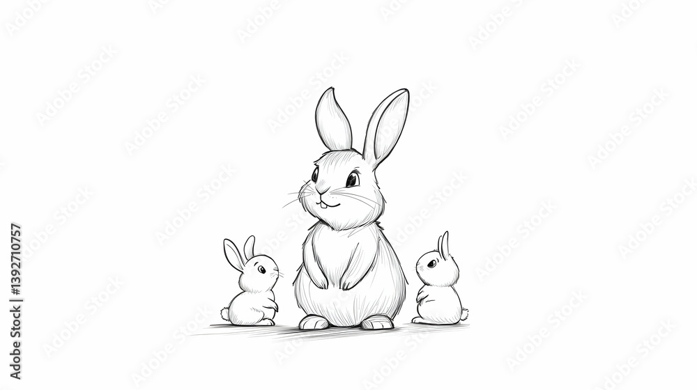 Obraz premium rabbit drawing simple illustration
