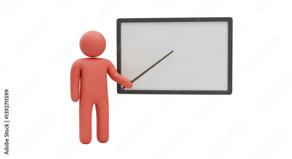 Isolated Orange Cartoon Character Presenting at Whiteboard Isolated Orange Cartoon Character Presenting at Whiteboard