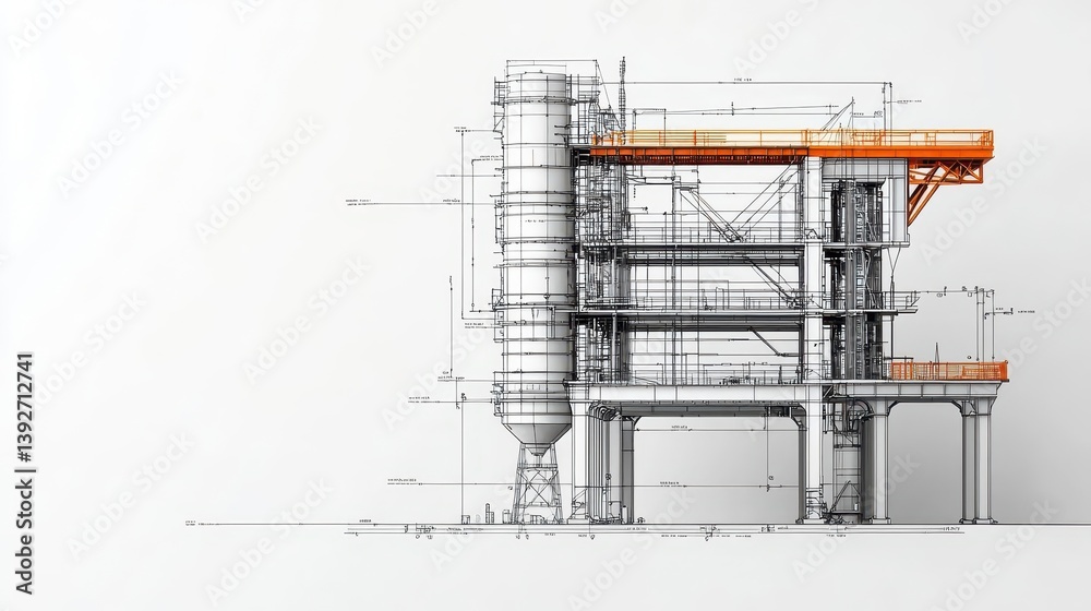 Crosssectional blueprint of a skyscraper s seismic bracing system, showing steel crossbracing and damping elements Crosssectional blueprint of a skyscraper s seismic bracing system, showing steel crossbracing and damping elements