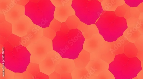 Abstract geometric pattern with vibrant colors.  A  background of  overlapping,  faceted shapes in shades of orange and pink, creating a dynamic visual effect
