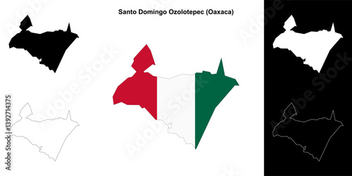 Santo Domingo Ozolotepec municipality (Oaxaca) outline map set