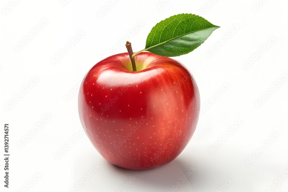 Realistic Red Apple with Leaf isolated on a white background Realistic Red Apple with Leaf isolated on a white background