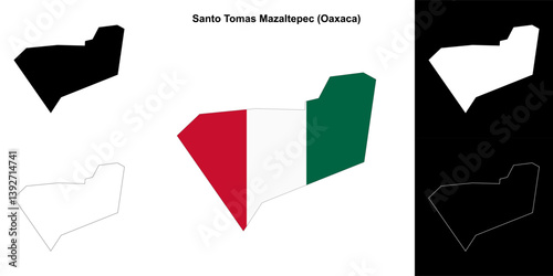 Santo Tomas Mazaltepec municipality (Oaxaca) outline map set