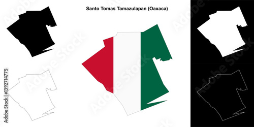 Santo Tomas Tamazulapan municipality (Oaxaca) outline map set