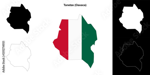 Tanetze municipality (Oaxaca) outline map set