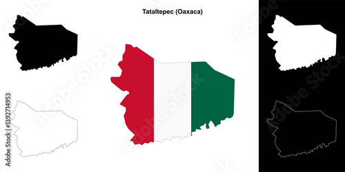Tataltepec municipality (Oaxaca) outline map set