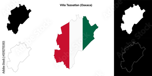 Villa Tezoatlan municipality (Oaxaca) outline map set
