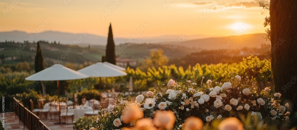 Fototapeta premium Tuscan sunset wedding reception