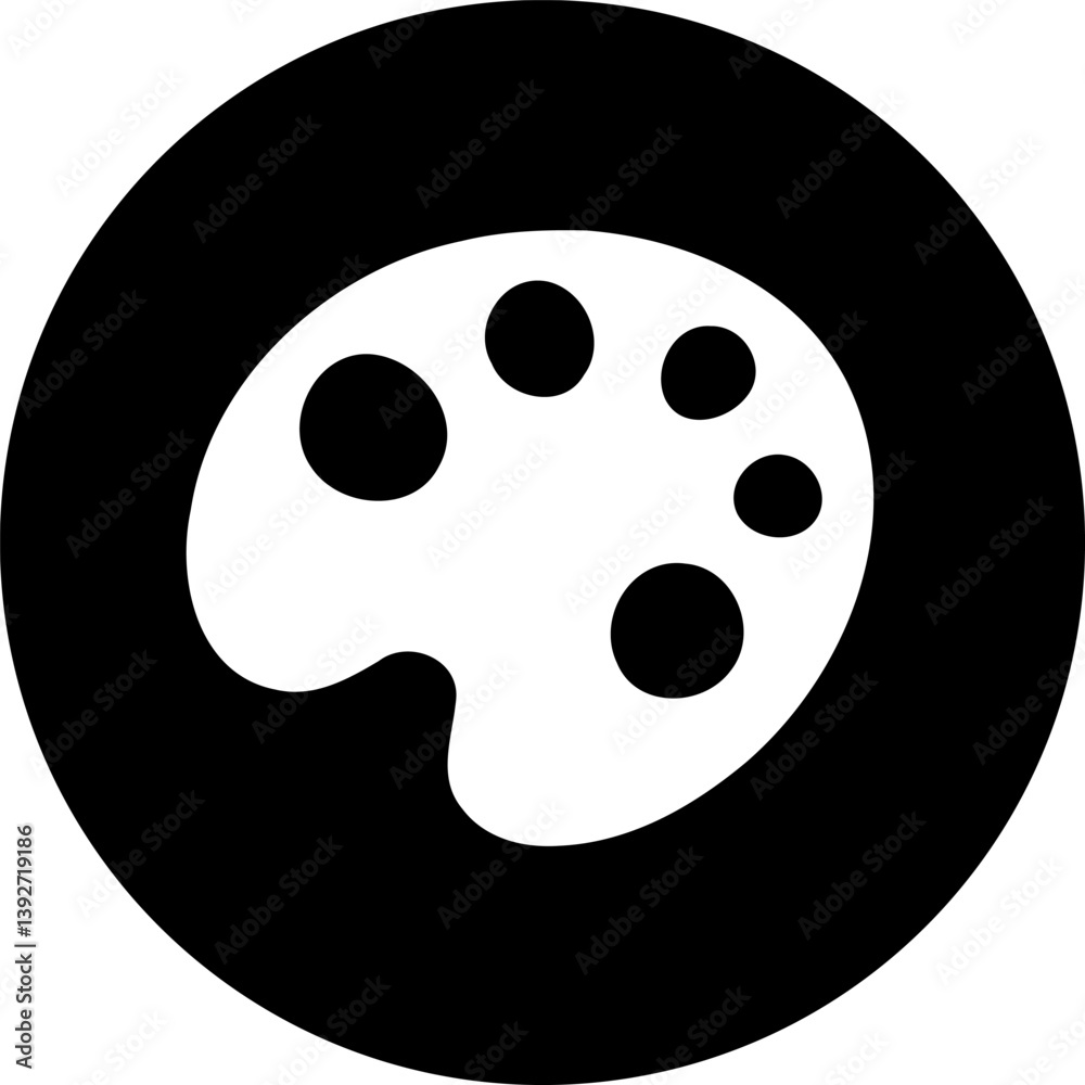 Fototapeta premium A minimalistic representation of an artist's palette within a circular frame