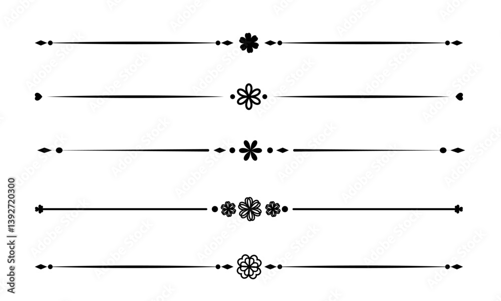 Text Divider Vectors. Separator vintage. decorative line.	Vintage dividers, Underline elements. Vector illustration
