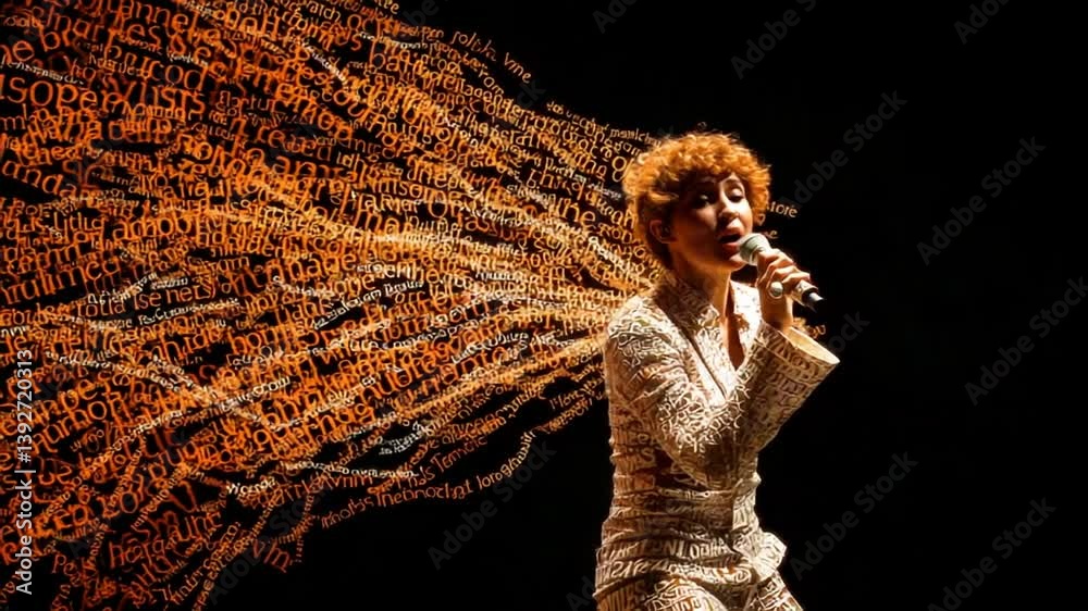 Female Singer Performs Passionately With Artistic Background Generative AI