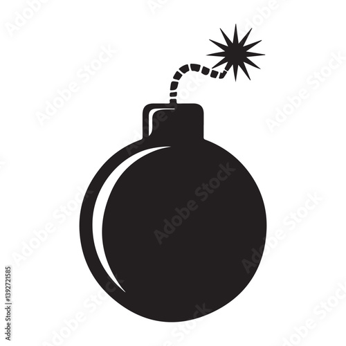 black and white Bomb vector icon design. Bomb symbol illustration