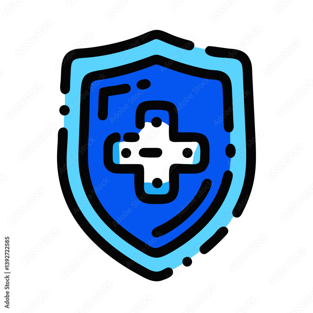 Health care symbol, modern design, blue colors, medical technology concept Health care symbol, modern design, blue colors, medical technology concept